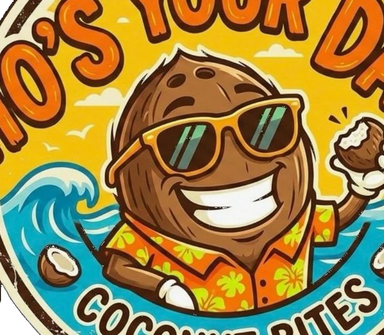 The Who's Your Daddy Coconut Bites coconut mascot