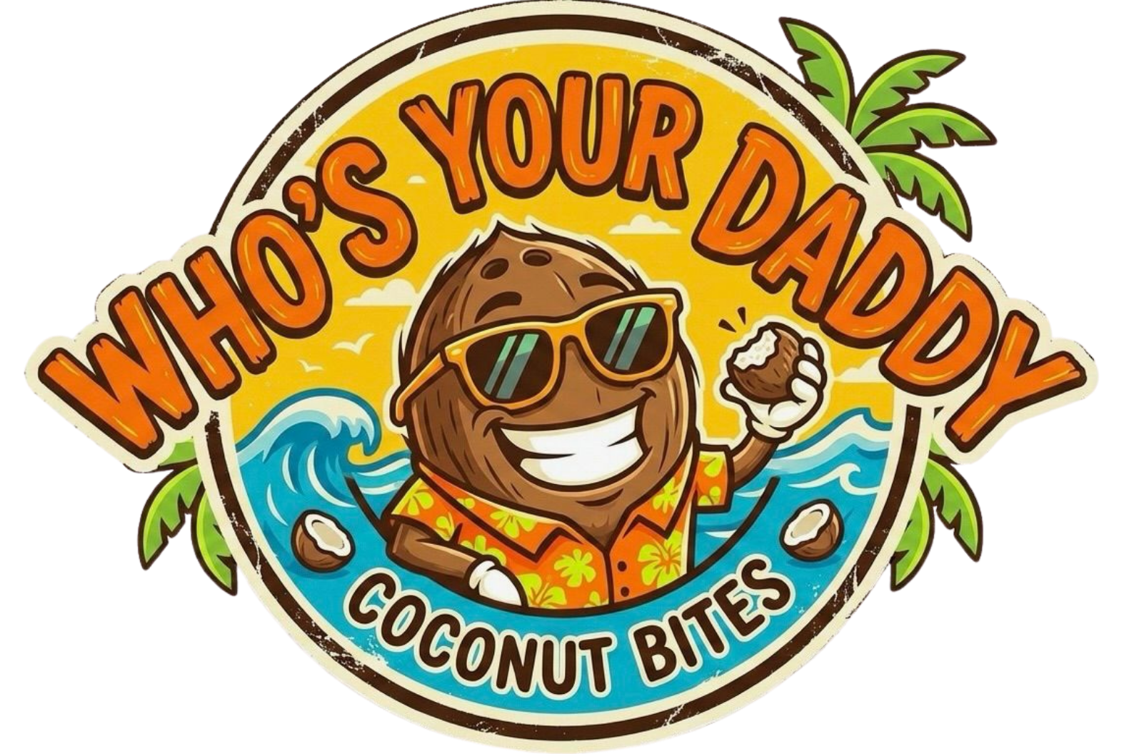 Who's Your Daddy Coconut Bites mascot logo